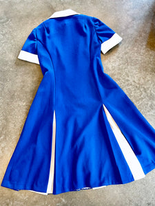 Vintage Mod Blue & White Dress