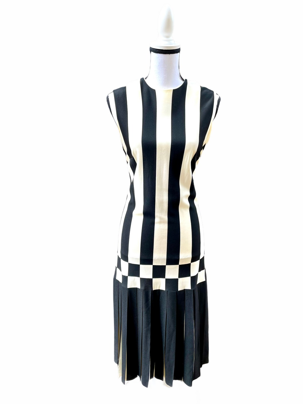 Vintage Mod Black & White Striped Dress