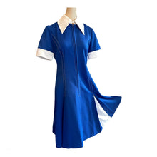 Load image into Gallery viewer, Vintage Mod Blue &amp; White Dress
