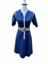 Load image into Gallery viewer, Vintage Mod Navy Zip Front Dress
